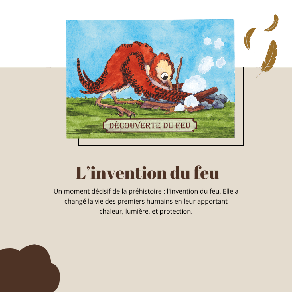 Carte l'invention du feu à replacer sur une frise de la préhistoire