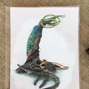 Affiche naturaliste les reptiles. Une planche éducative